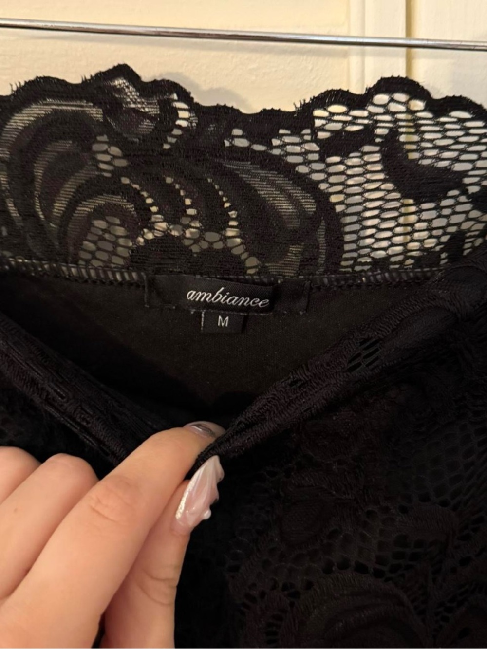 Black Lace Off The Shoulder Shirt - Elegant Women's Shirt - Picture 2 of 2